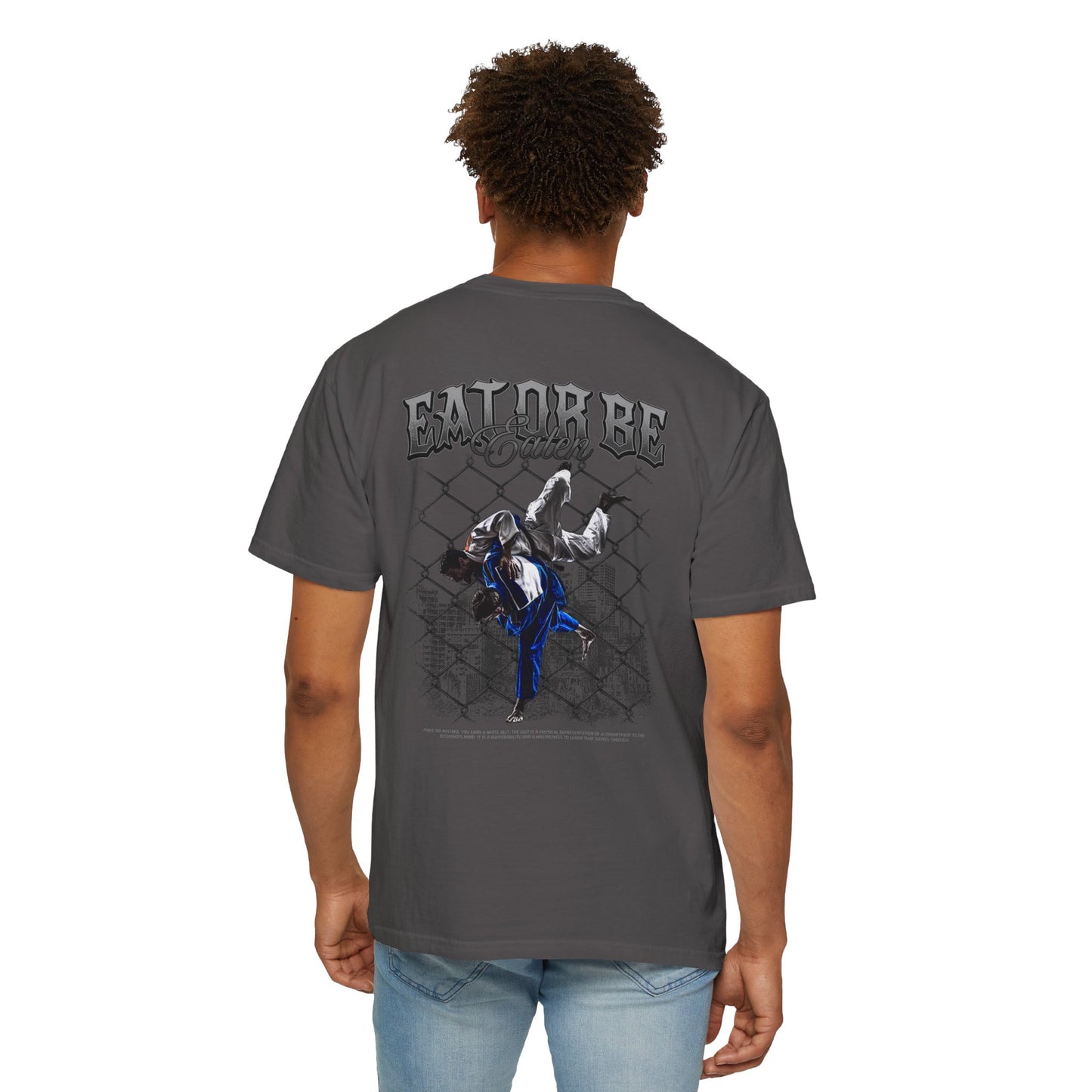 EAT OR BE EATEN TEE GRAY