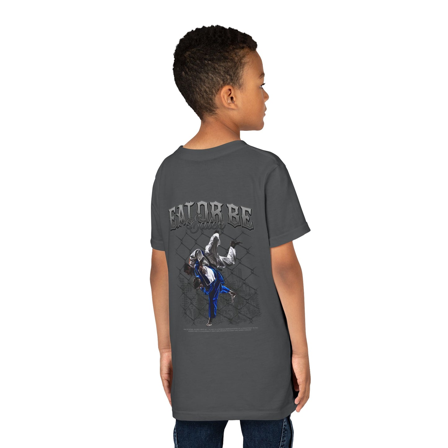 EAT OR BE EATEN GRAY KIDS TEE